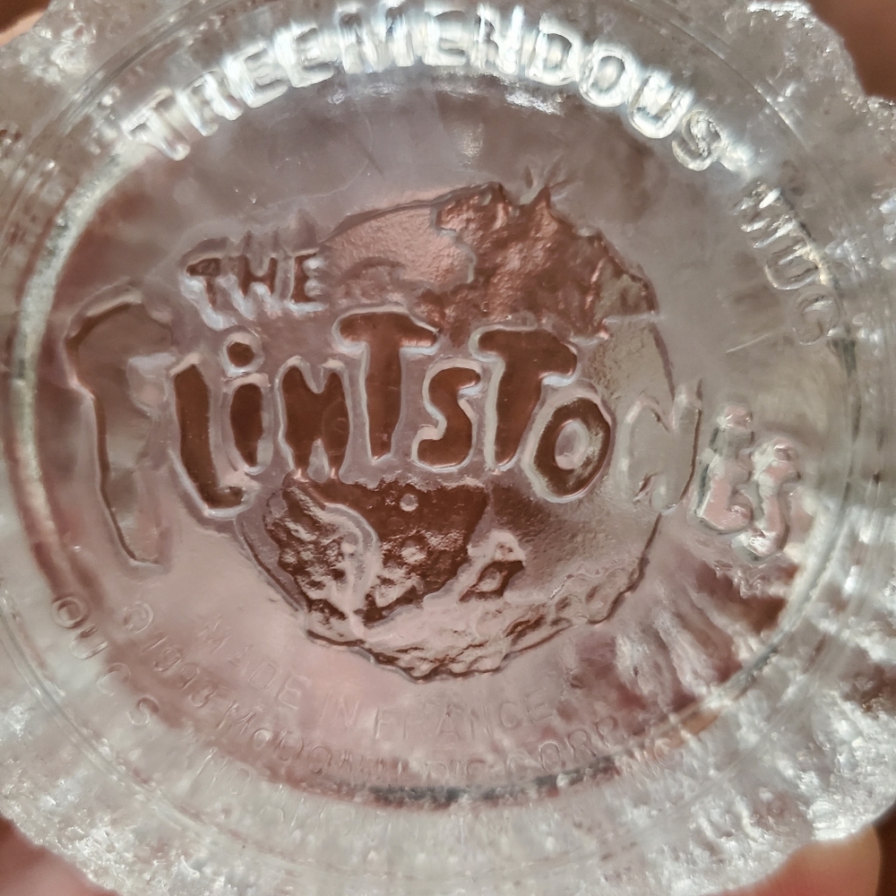 Vintage Flintstones Clear Glass Coffee Cup EXC